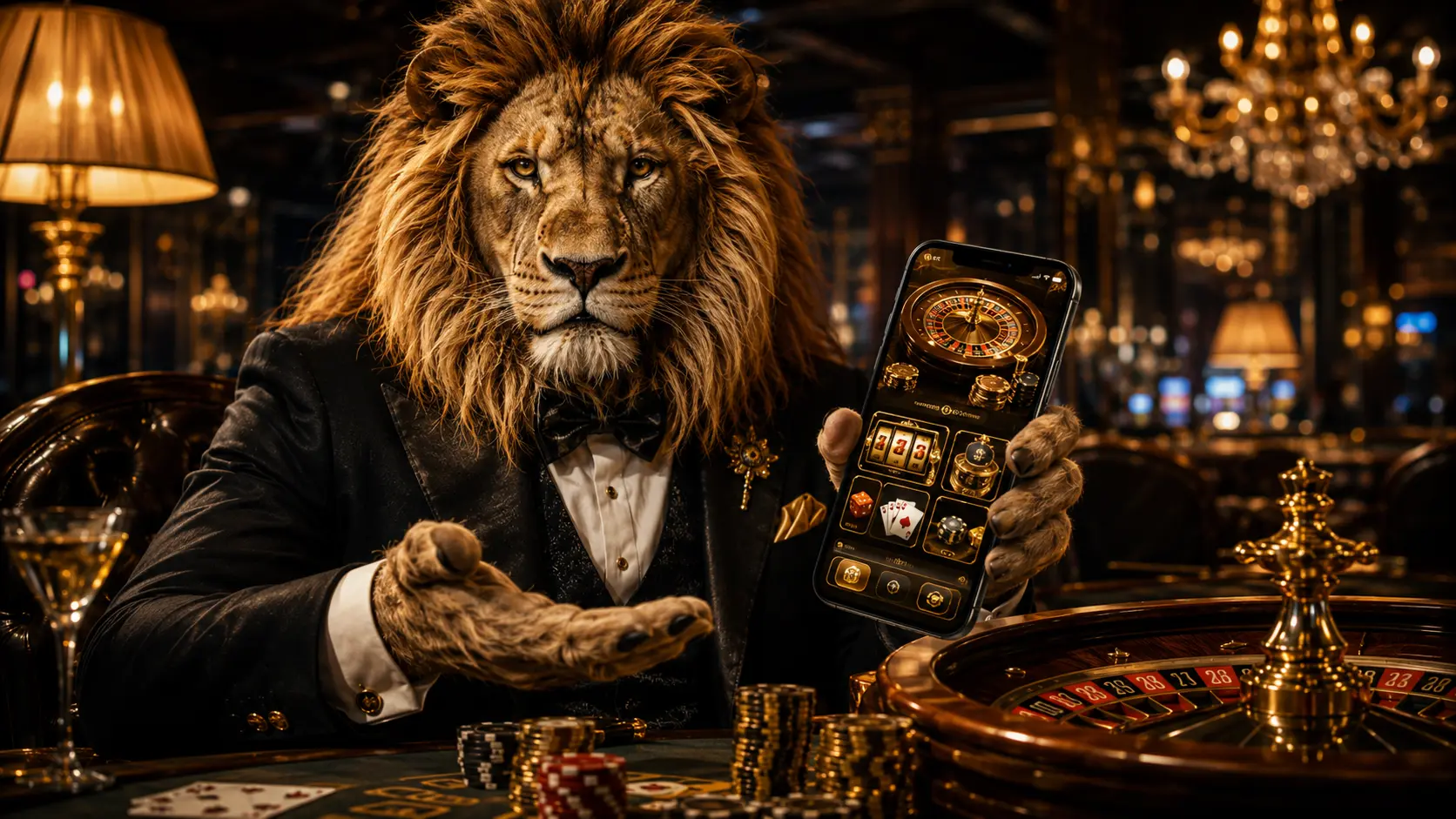 Casino games on a smartphone screen